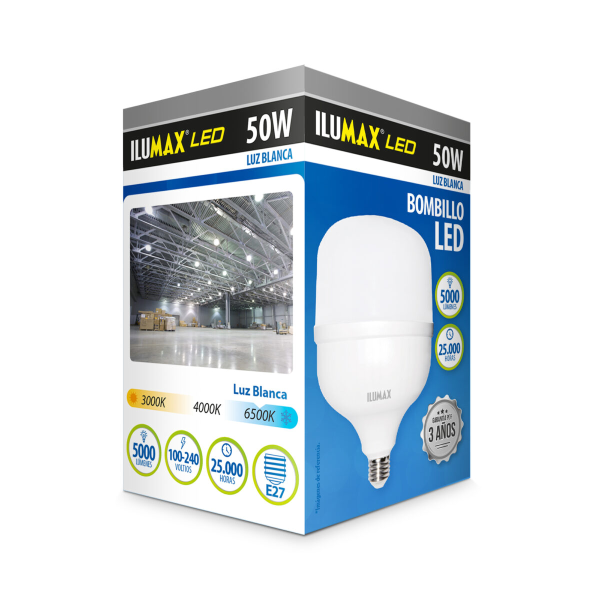Bombillo LED 50W Alta Potencia Luz Blanca E27 - Imagen 2