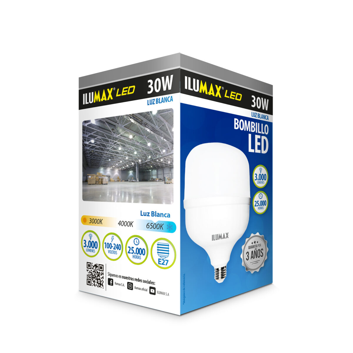 Bombillo LED 30W Alta Potencia Luz Blanca E27 - Imagen 2