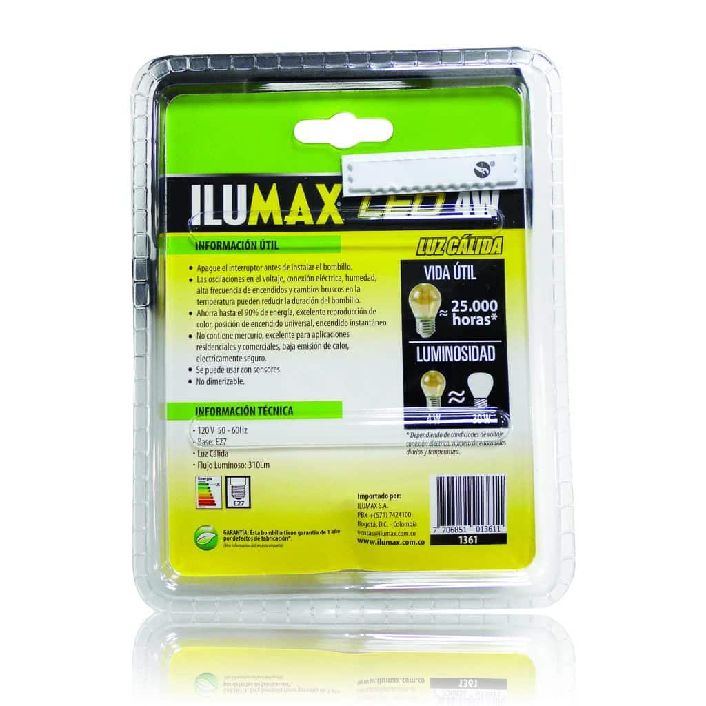 Mini Globo LED 4W Filamento Golden Luz Calida E27 1361 2