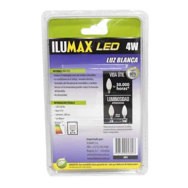 Mini Velita LED 4W Luz Blanca E14 604 2