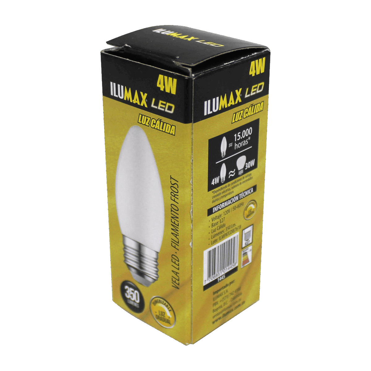 Velita LED 4W Filamento Frost Dimerizable Luz Calida E27 1445 3