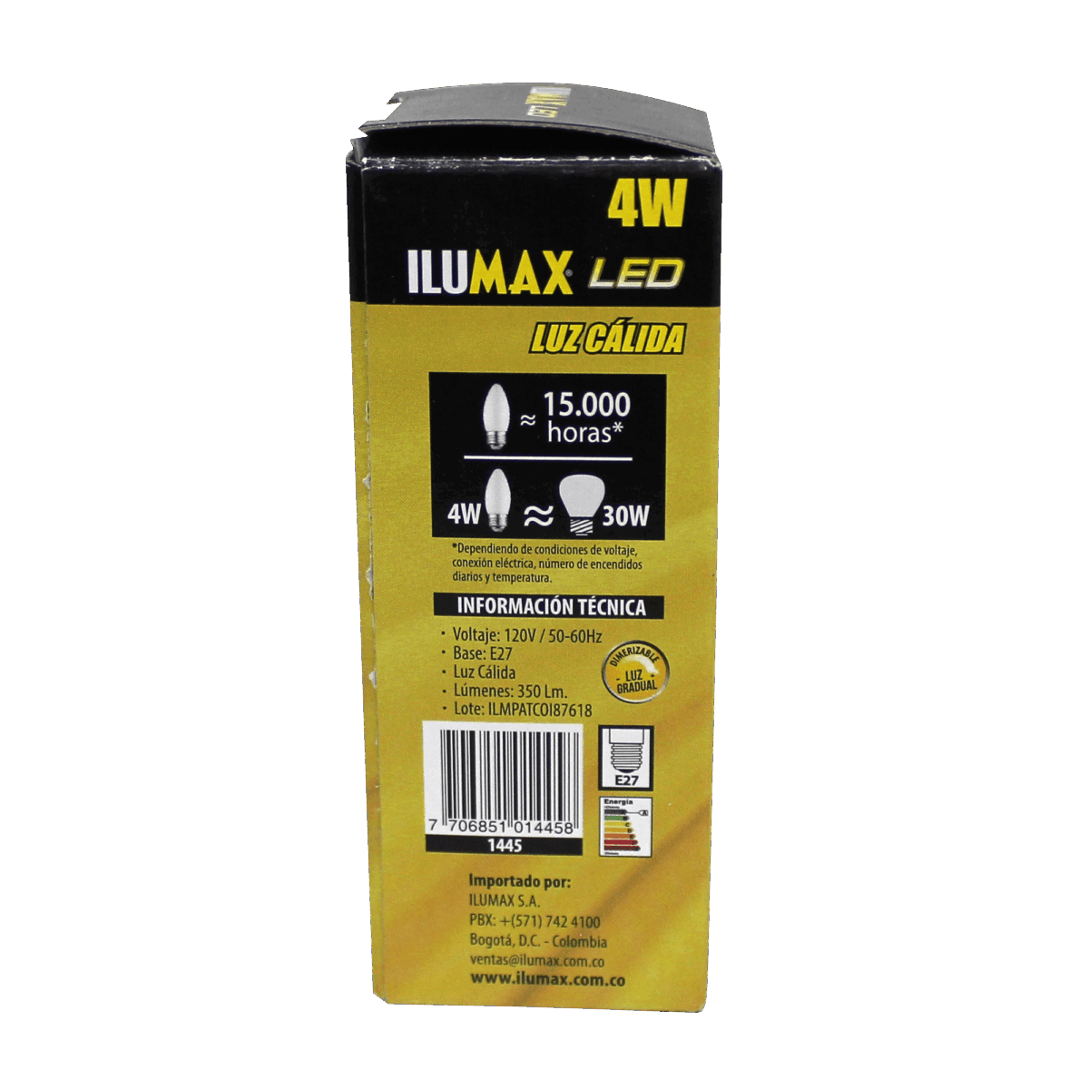 Velita LED 4W Filamento Frost Dimerizable Luz Calida E27 1445 4