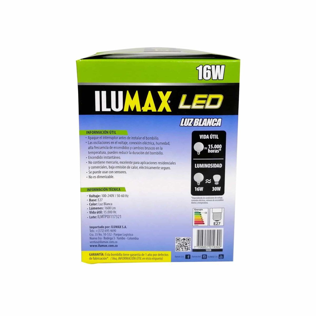 Globo LED 16W Frost Luz Blanca E27 1939 4