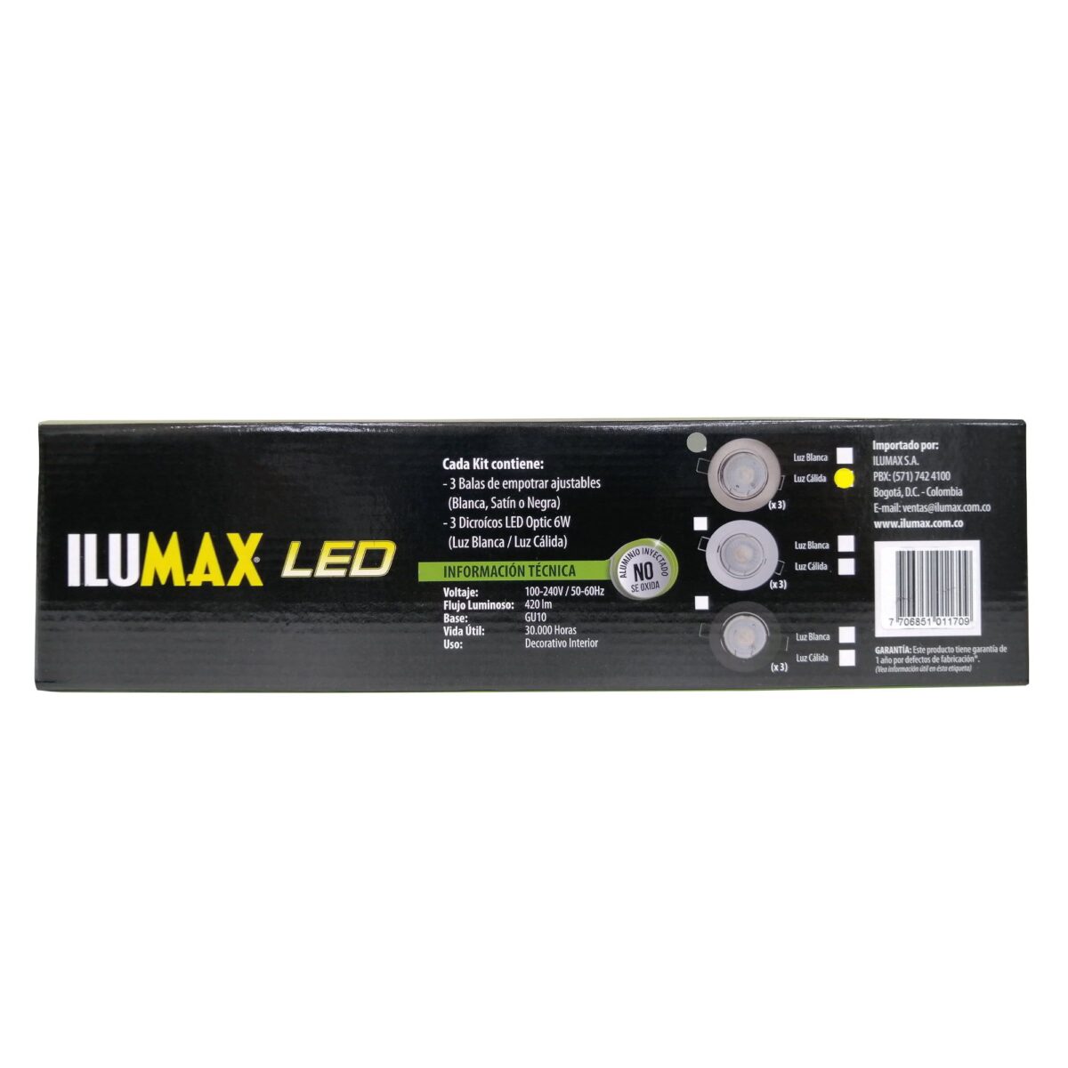 PX3 Bala Satin Y Dicroico LED 6W Luz Calida GU10 1170 3