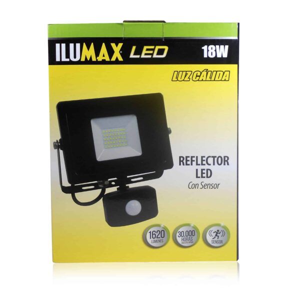 Reflector LED 18W Con Sensor De Movimiento Luz Calida 1440 1