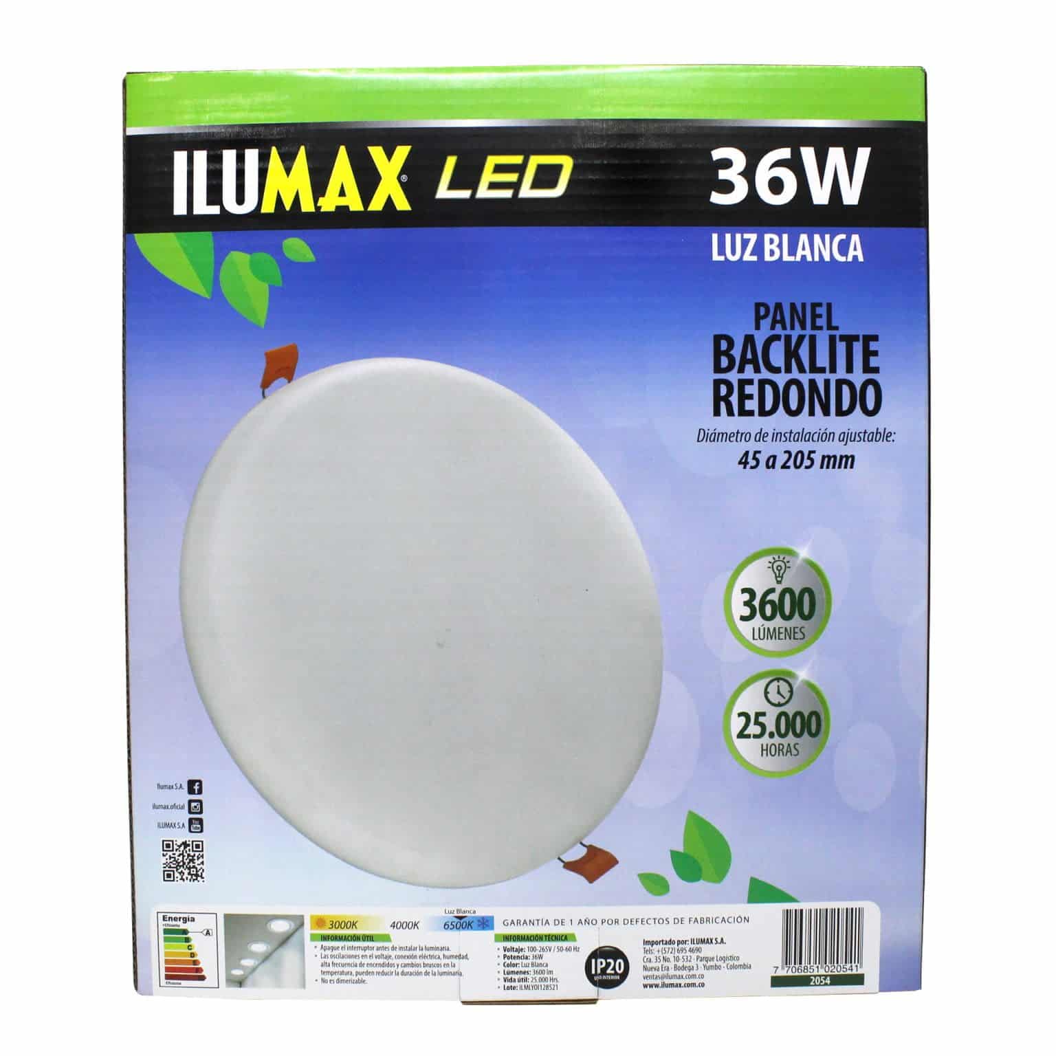 Panel Backlite LED 36W Redondo Luz Blanca - ILUMAX