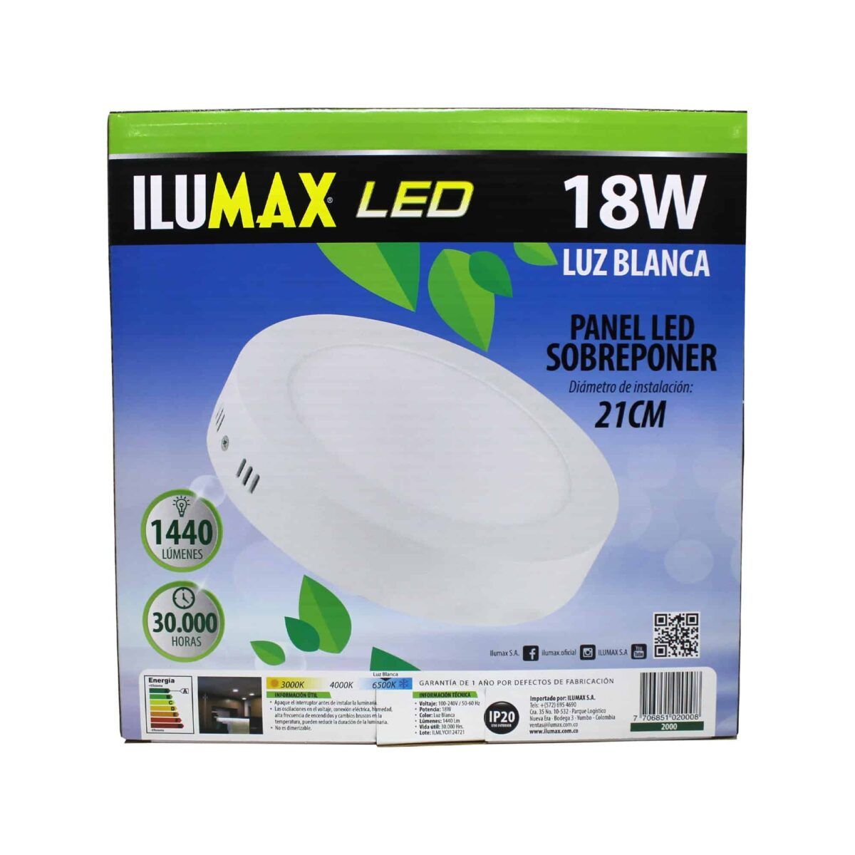 Panel LED 18W Sobreponer Redondo Luz Blanca 21cm 2000 5