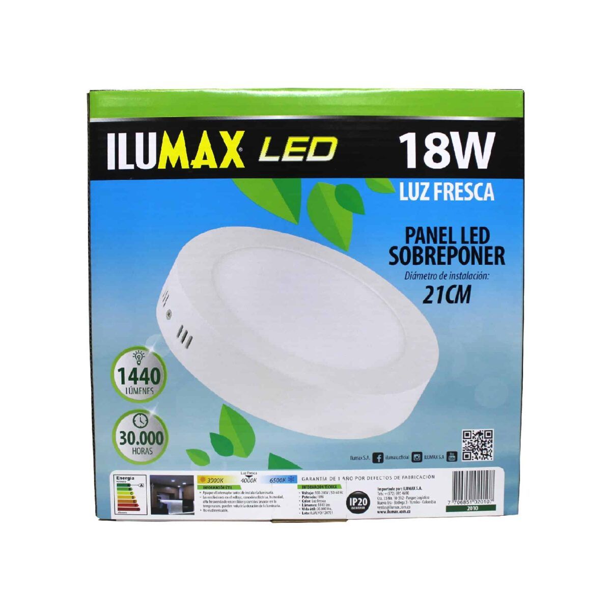 Panel LED 18W Sobreponer Redondo Luz Fresca 21cm 2010 4