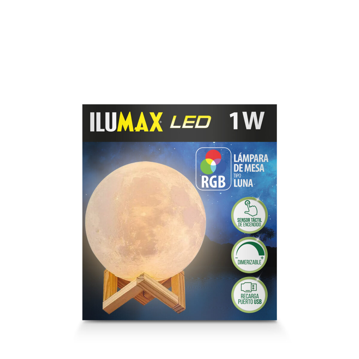 LAMPARA LED RECARGABLE LUNA RGB - Imagen 1