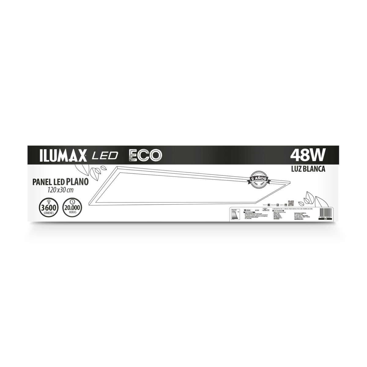 Panel Led Plano 48W Luz Blanca 30X120 - Imagen 1