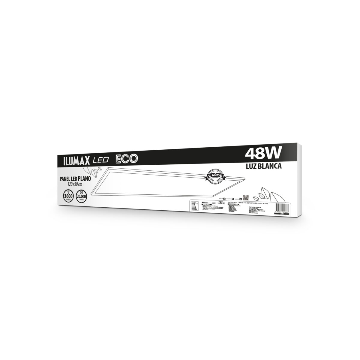 Panel Led Plano 48W Luz Blanca 30X120 - Imagen 3