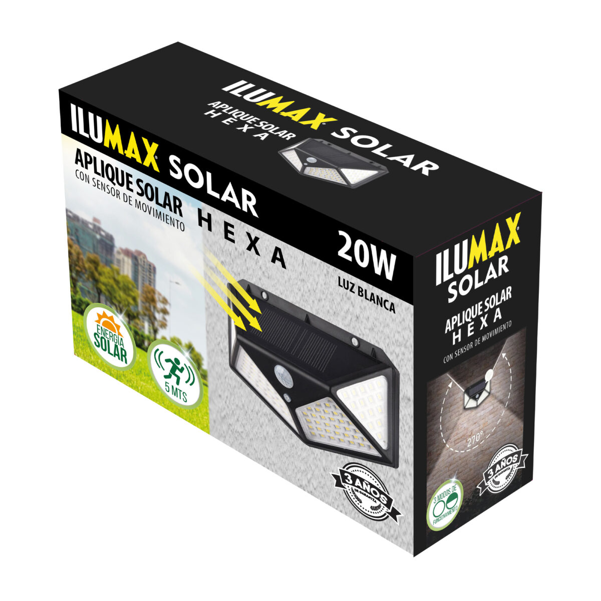 Aplique Solar Led Con Sensor Movimiento 20W Luz Blanca - Imagen 2