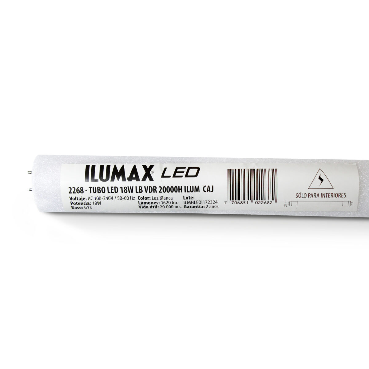 2268-PRODUCTO2 Tubo Led 18W Vidrio Luz Blanca - Imagen 1