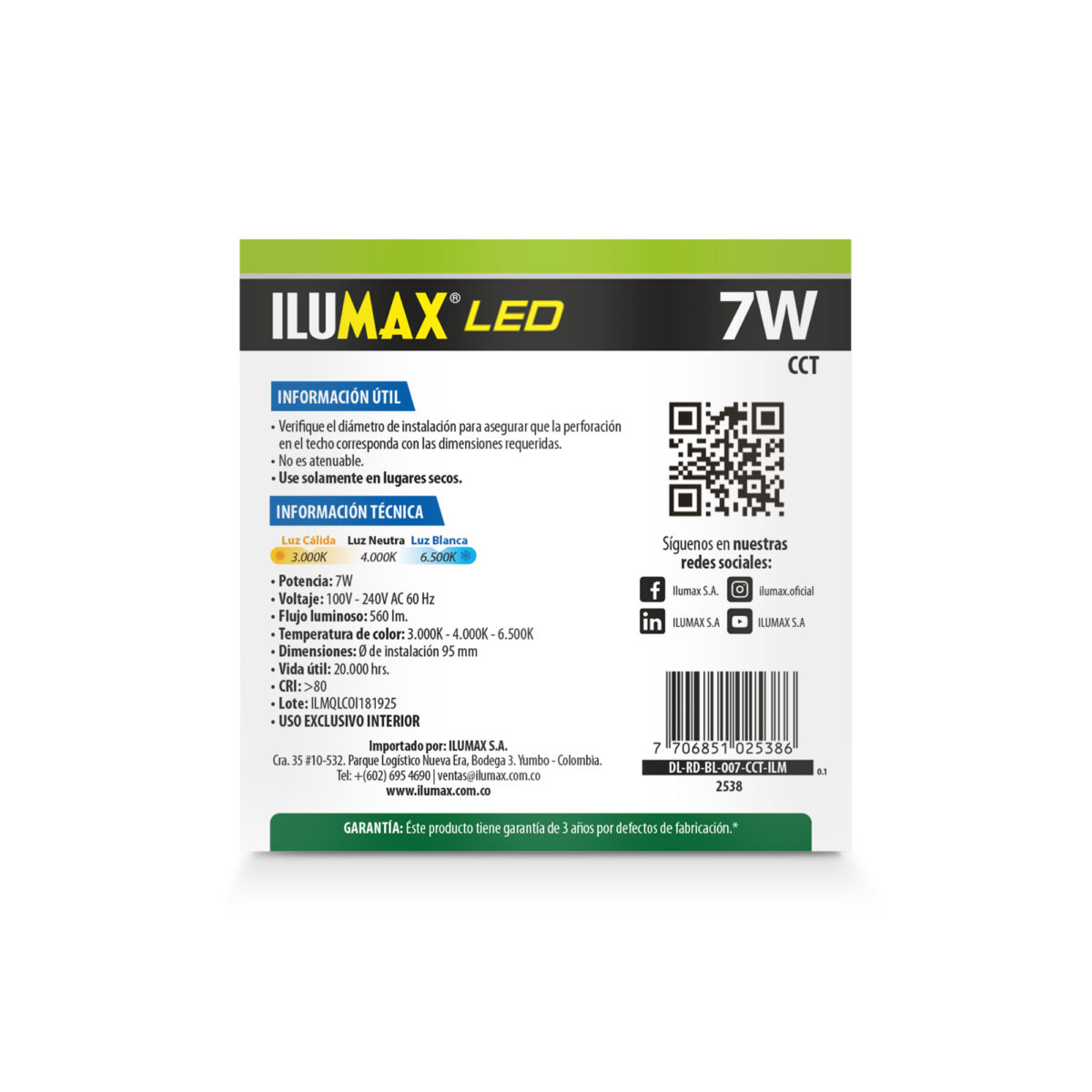 BALA INTEGRADA ESCUALIZABLE CCT 7W - Imagen 3