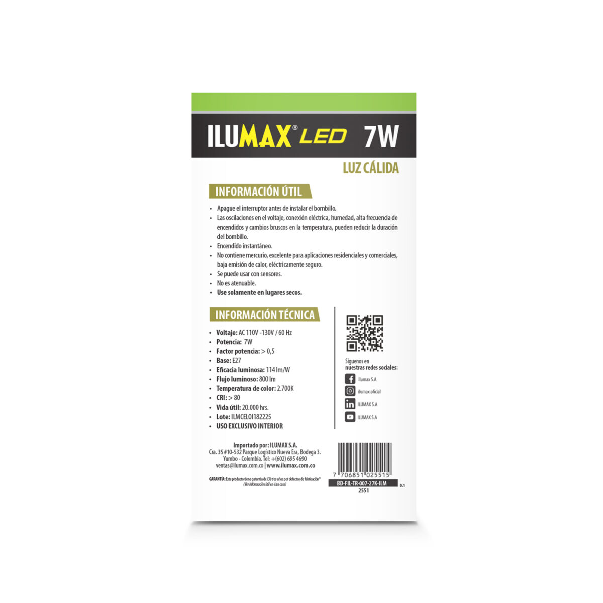 BOMBILLO LED FILAMENTO 7W - Imagen 3