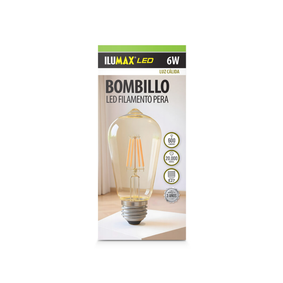 BOMBILLO LED FILAMENTO TIPO PERA 6W - Imagen 2