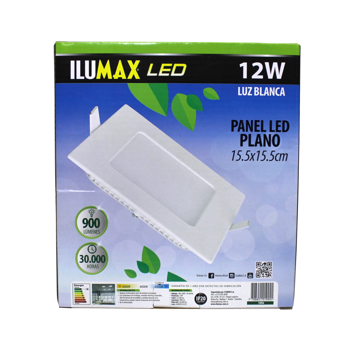 Led Cuadrado Incrustar 12W Luz Blanca - Imagen 3