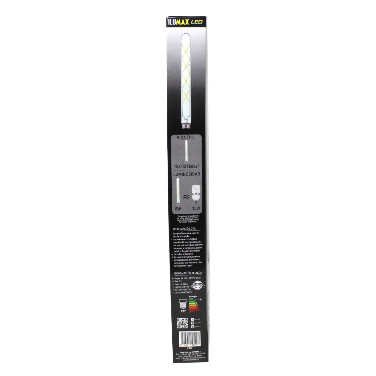Bombillo Led Filamento 8W T30 E27Luz Blanca - Imagen 5