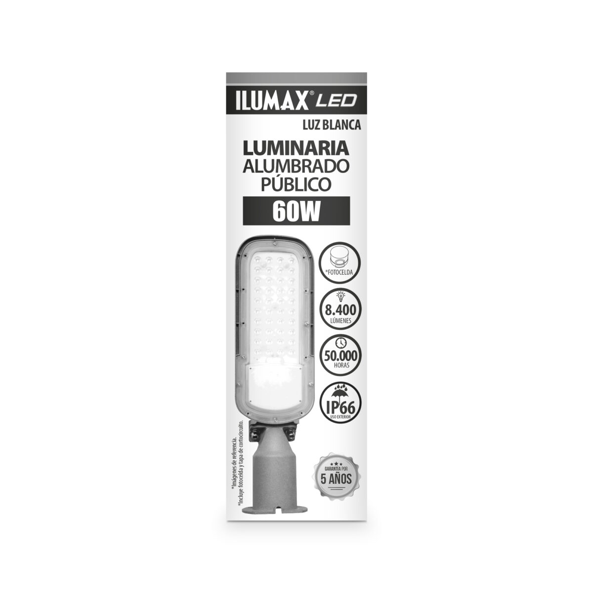 2195-PRODUCTO2 Luminaria Alumbrado Exterior LED 60w Luz Blanca Con Fotocelda - Imagen 1