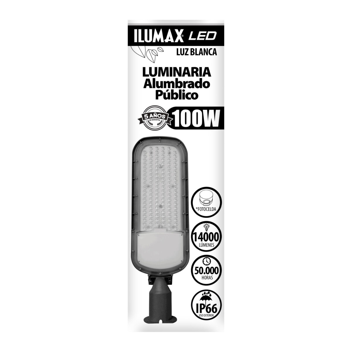 Luminaria Alumbrado Exterior LED 100w Luz Blanca Con Fotocelda - Imagen 1