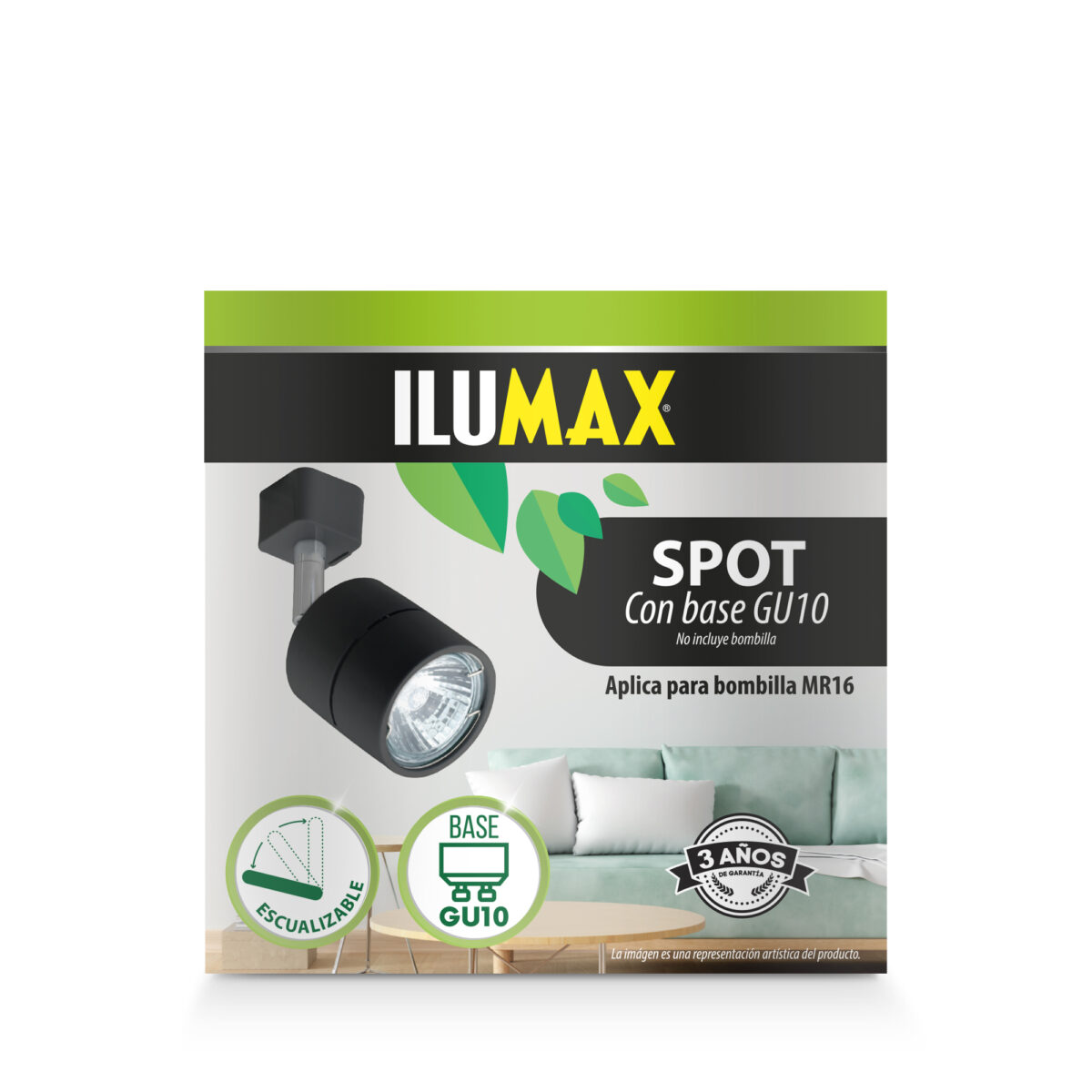 Spot Para Riel Base Negra GU10 - Imagen 1