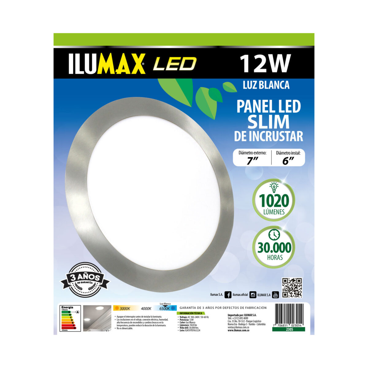 Led Redondo Incrustar Satinado 12W Luz Blanca - Imagen 3