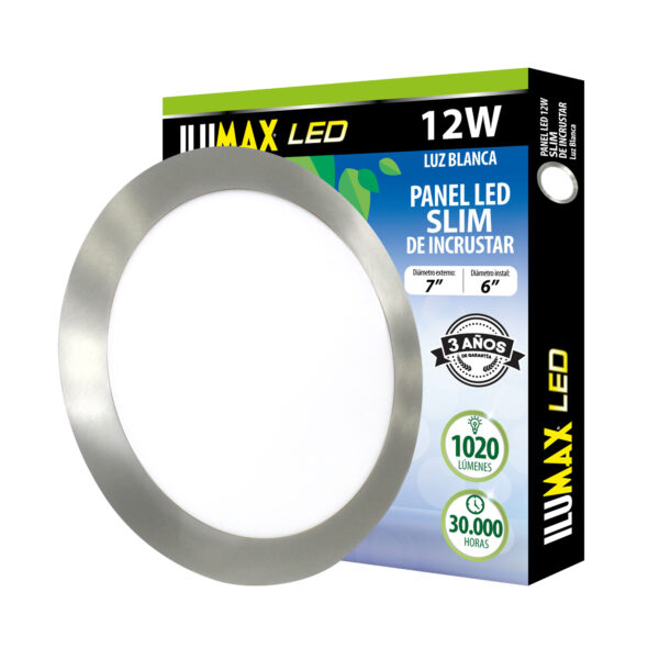 Led Redondo Incrustar Satinado 12W Luz Blanca