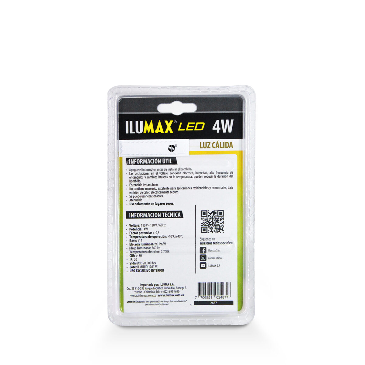 Velita Led Filamento Dimerizable 4W, Luz calida ,E14 - Imagen 3