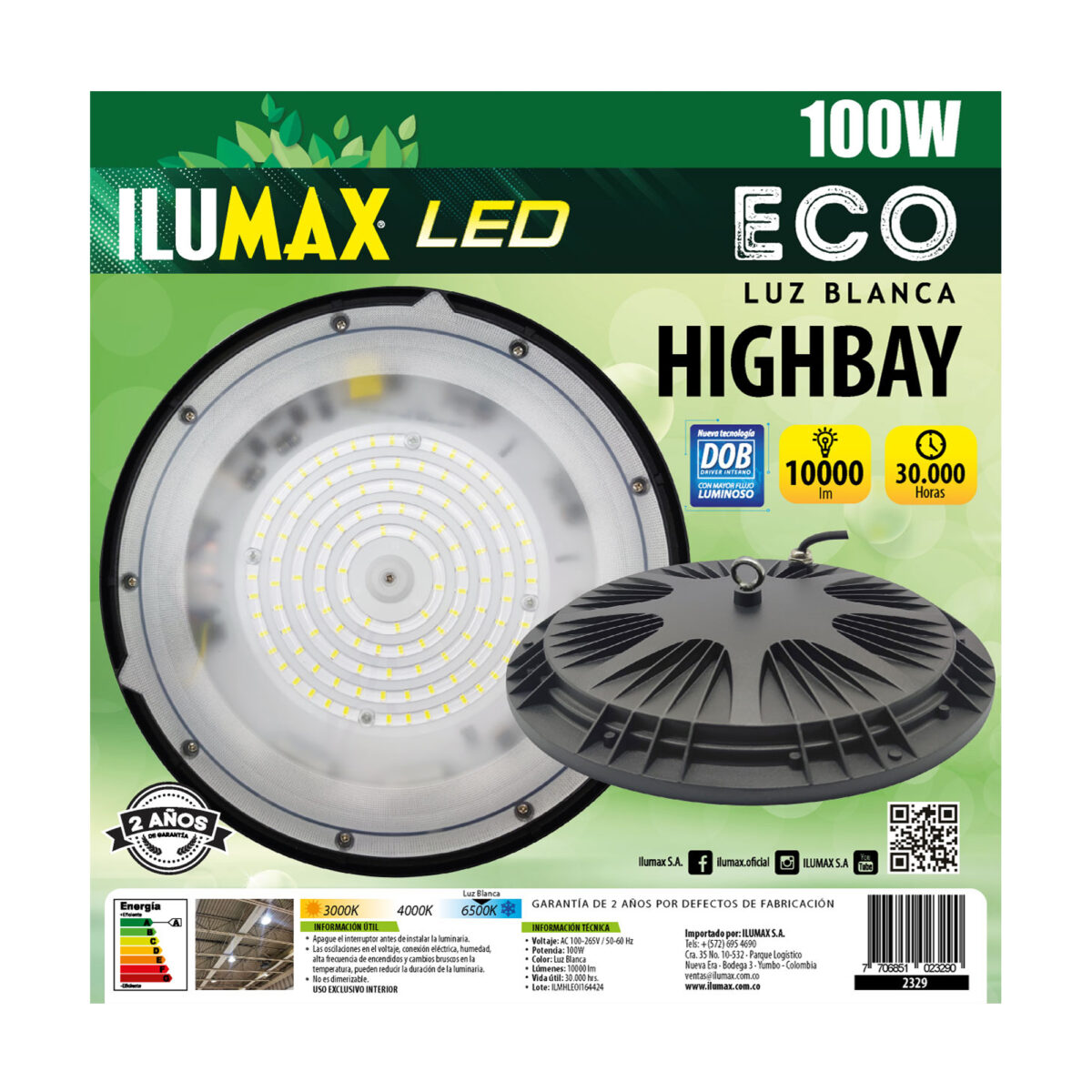 Luminaria HIGHBAY 100W Luz Blanca - Imagen 4