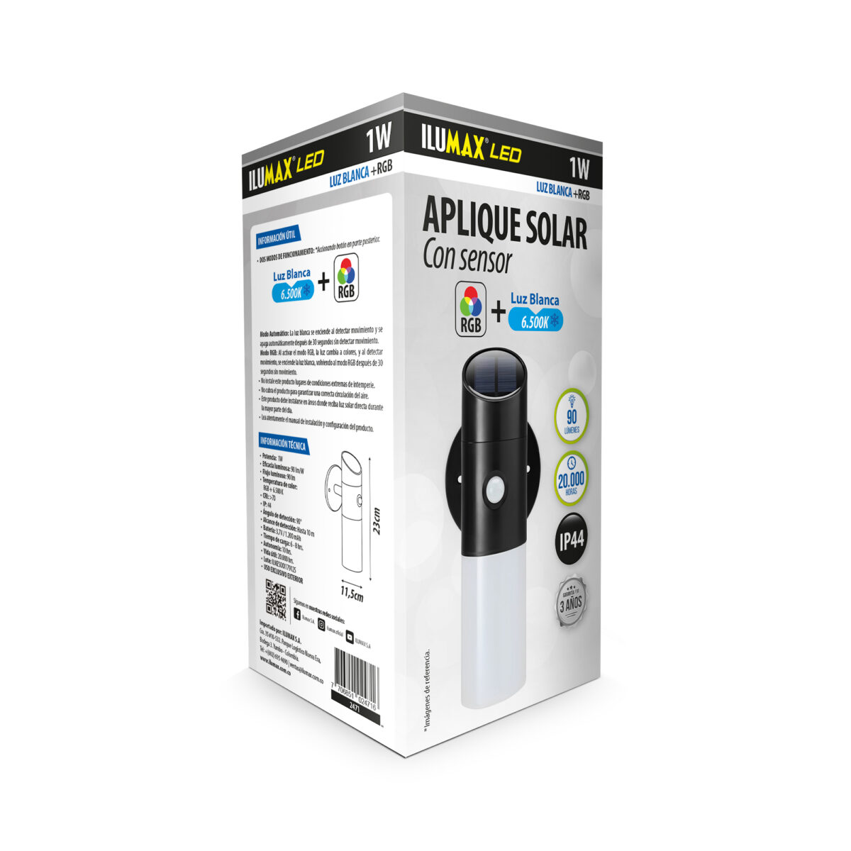 Aplique Led Solar Con Sensor 1W RGB - Imagen 2