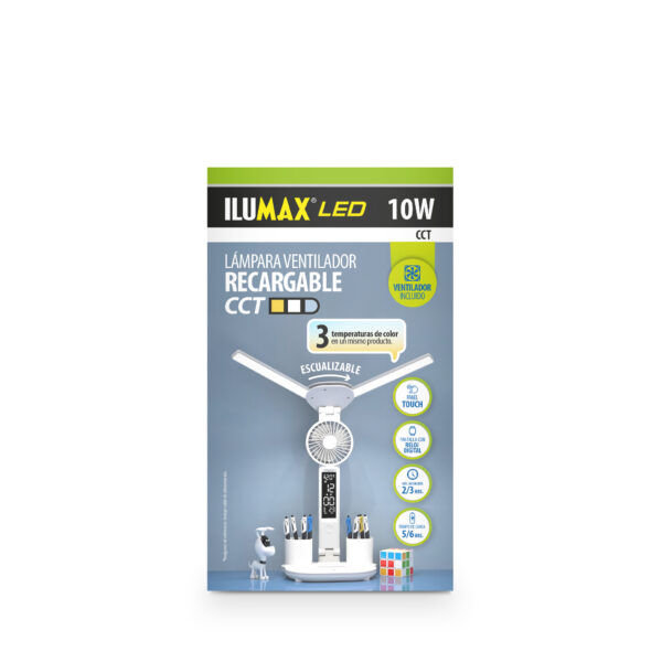Lampara Ventilador  Led Recargable CCT 10W