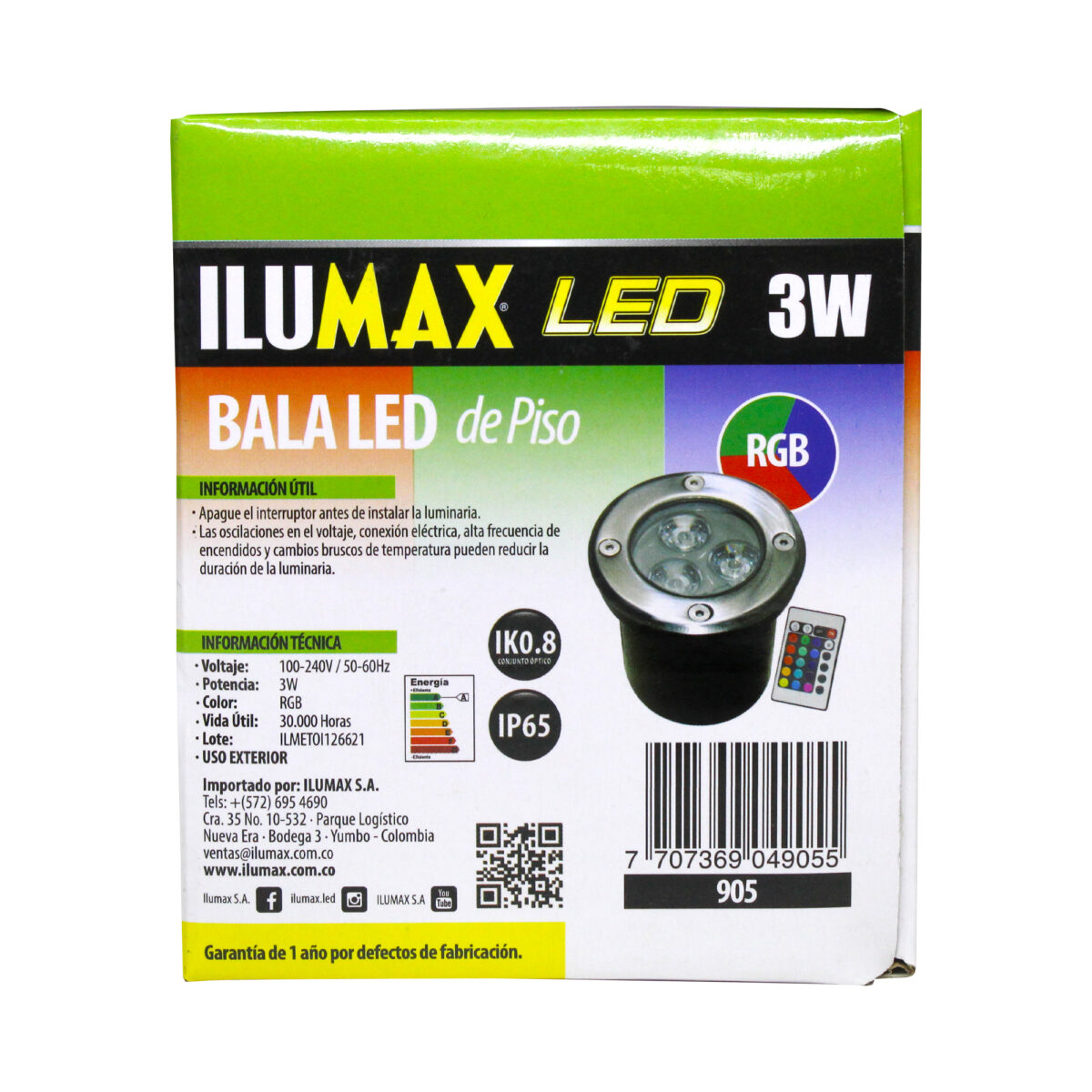 Led Bala De  Piso 3W RGB - Imagen 4